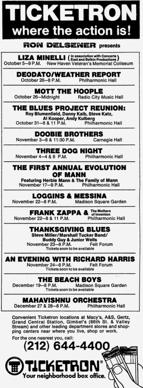 22/11/1973Avery Fisher Hall, New York, NY